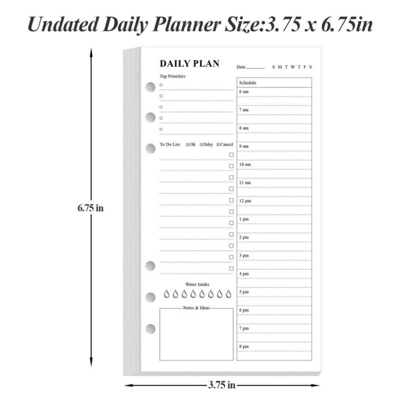 Recambio para planificador Yaridar A6 320 pág. Pack de 2 (95 cm × 17 cm)