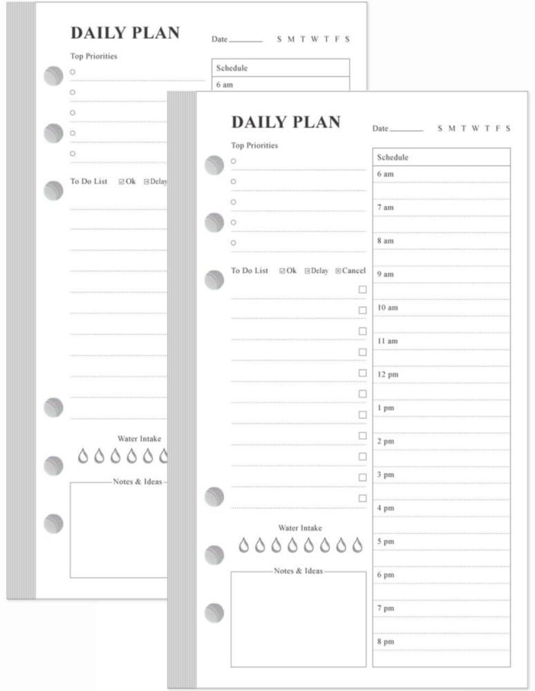 Recambio para planificador Yaridar A6 320 pág. Pack de 2 (95 cm × 17 cm)