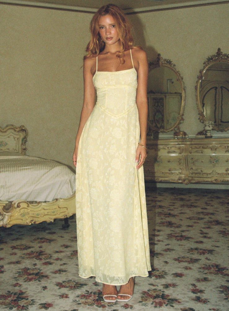 Vestido maxi Princess Polly South of France en tono amarillo