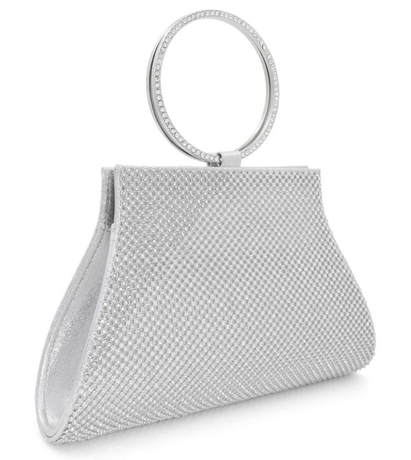 Bolso de mano MOSSMON grande plateado con cristales