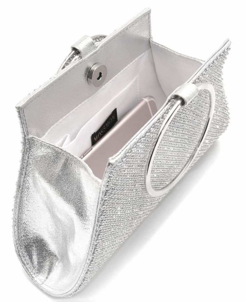 Bolso de mano MOSSMON grande plateado con cristales