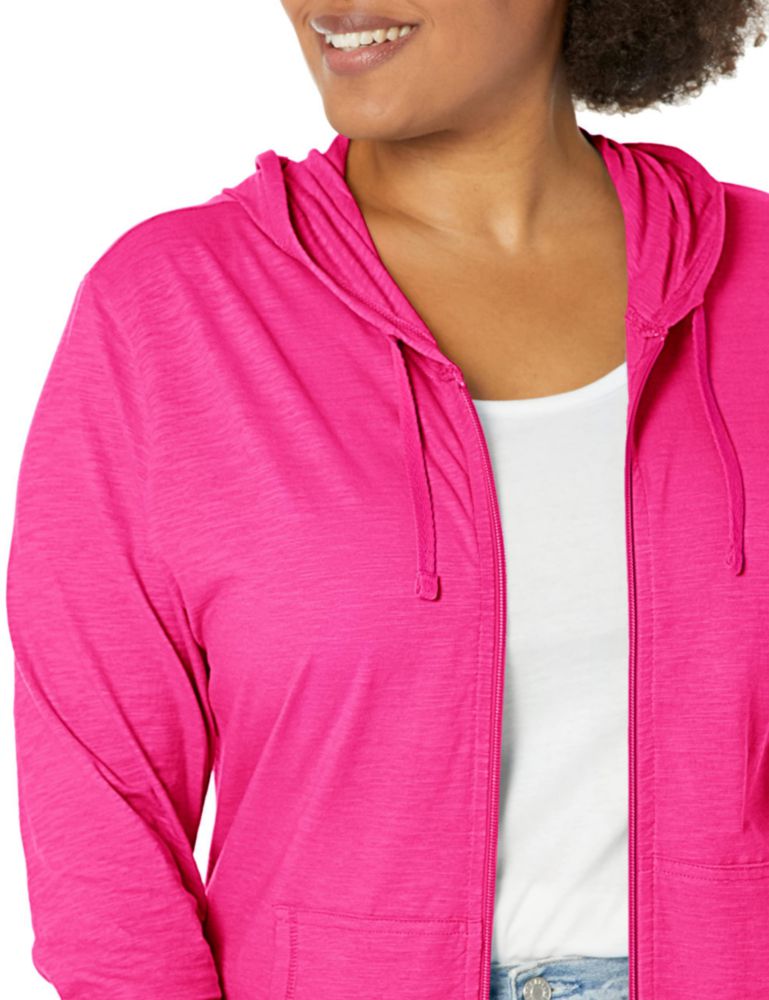 Sudadera con capucha Hanes talla S color Amaranto cremallera completa tejido slub