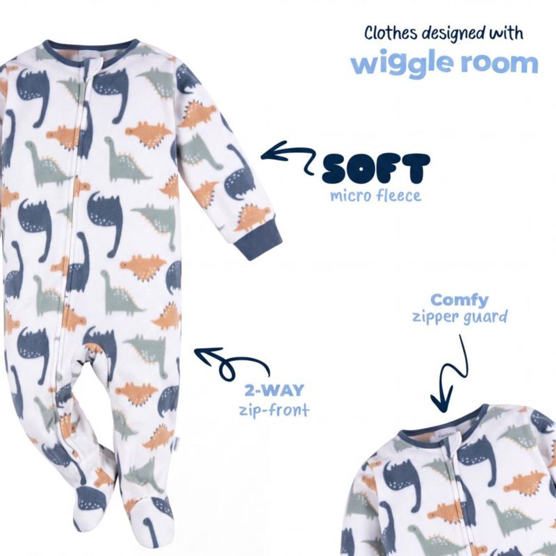 Juego de 3 pijamas de una pieza Gerber Dinos 3‑6 meses