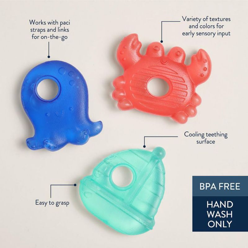 Mordedor Itzy Ritzy - Set de 3 con temática náutica y relleno de agua