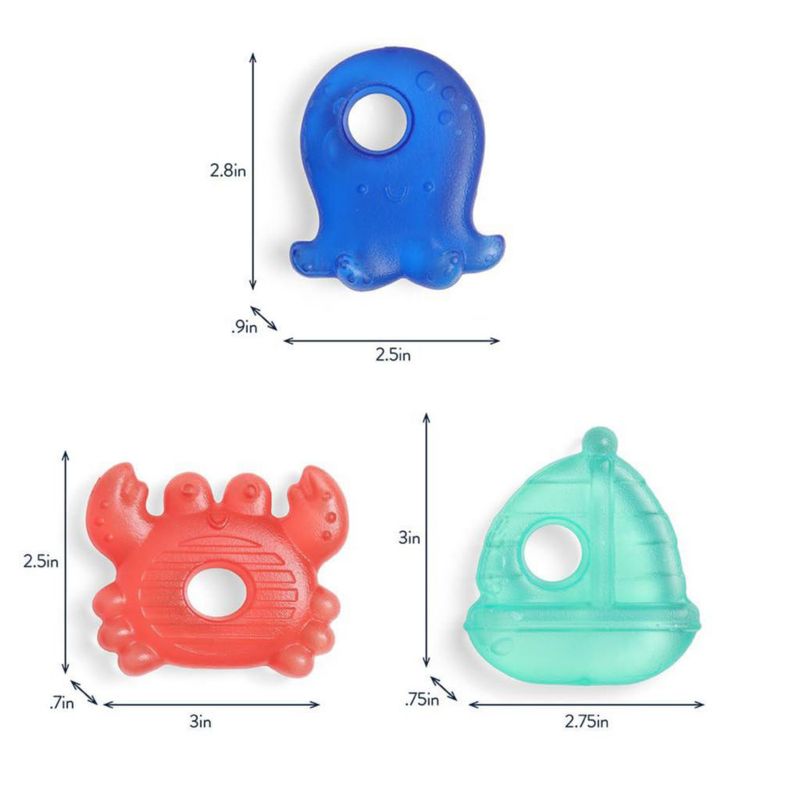 Mordedor Itzy Ritzy - Set de 3 con temática náutica y relleno de agua