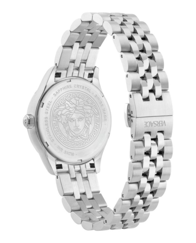 Reloj Versace Hellenyium 35 mm con Correa Plateada – 5 ATM