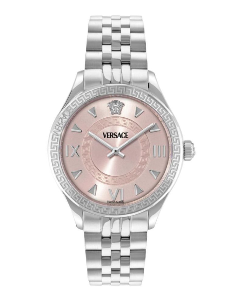 Reloj Versace Hellenyium 35 mm con Correa Plateada – 5 ATM