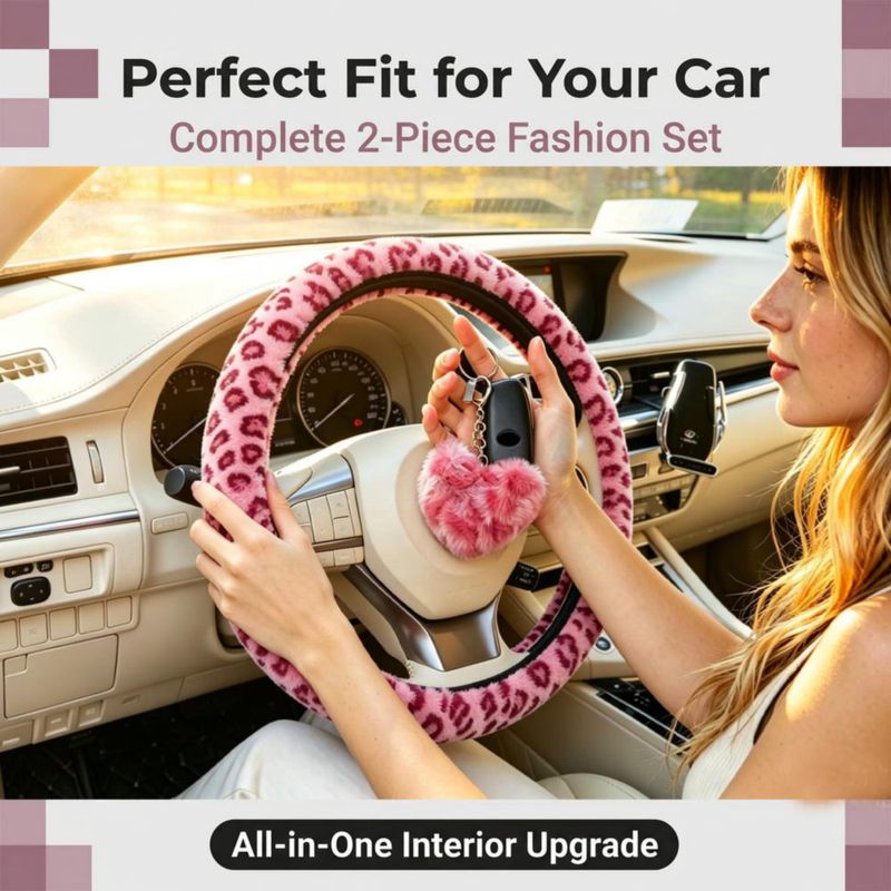 Cubierta de volante Muamos 36-38 cm Leopardo rosa