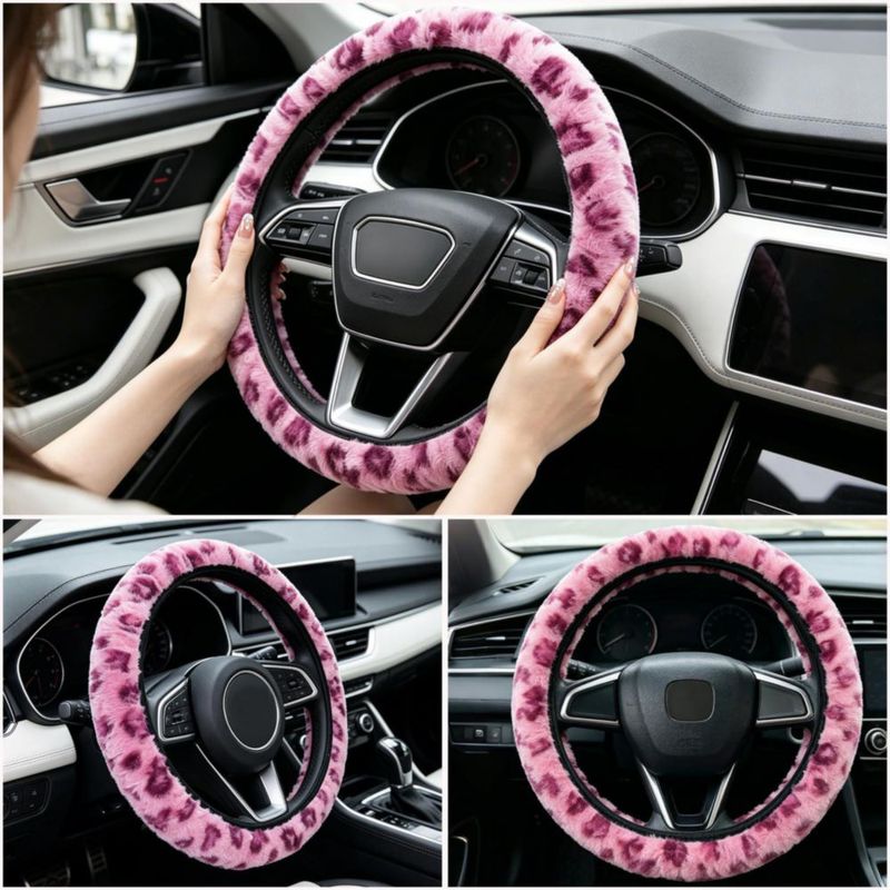Cubierta de volante Muamos 36-38 cm Leopardo rosa