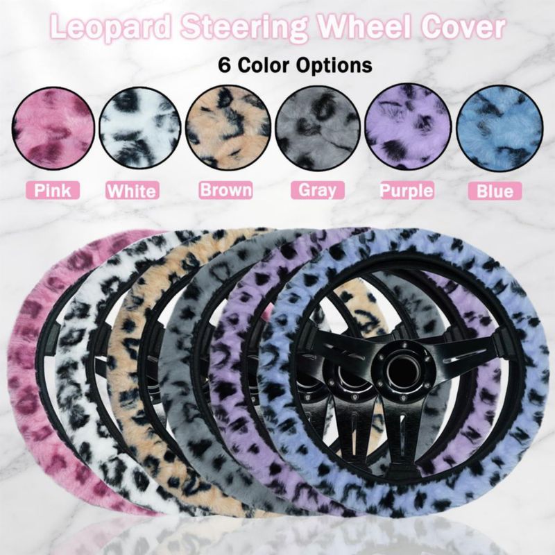 Cubierta de volante Muamos 36-38 cm Leopardo rosa