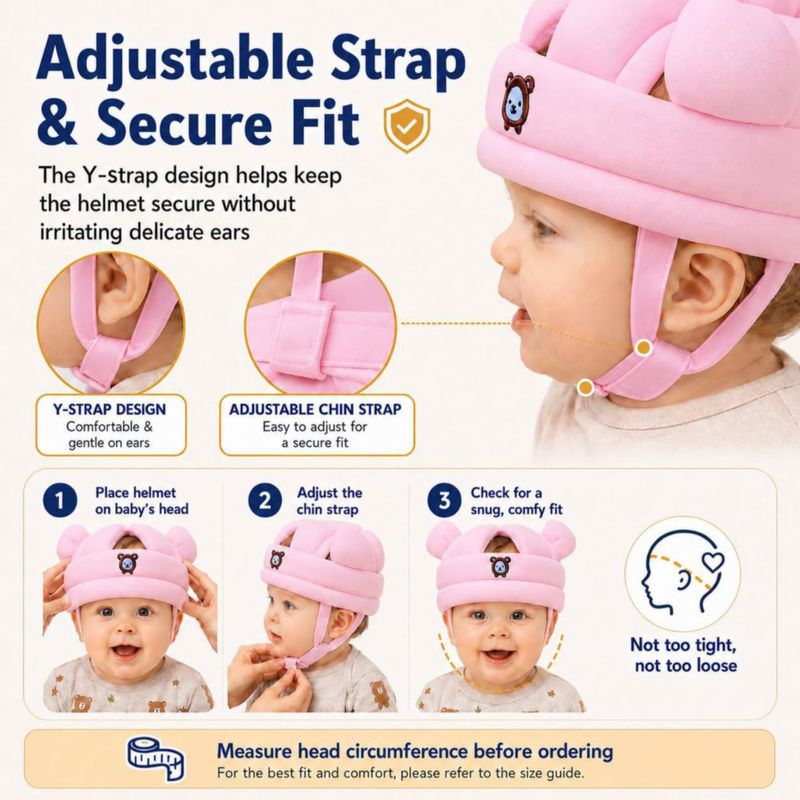 CASCO Nibelloo Protector de Cabeza para Bebé (Rosa)