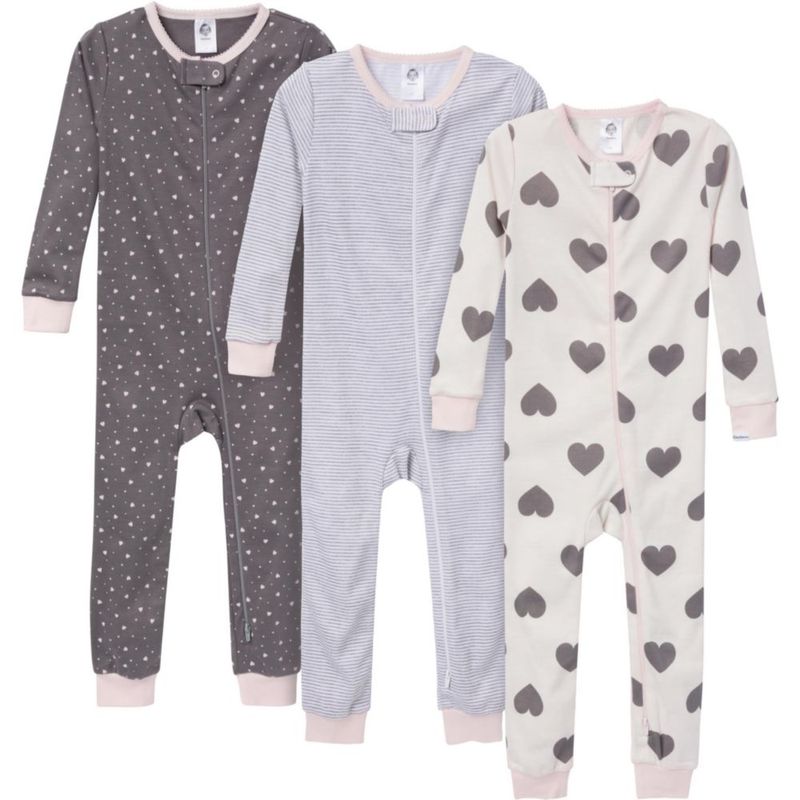 Pijamas Gerber para Niña 2T Pack de 3 con Corazones de Algodón