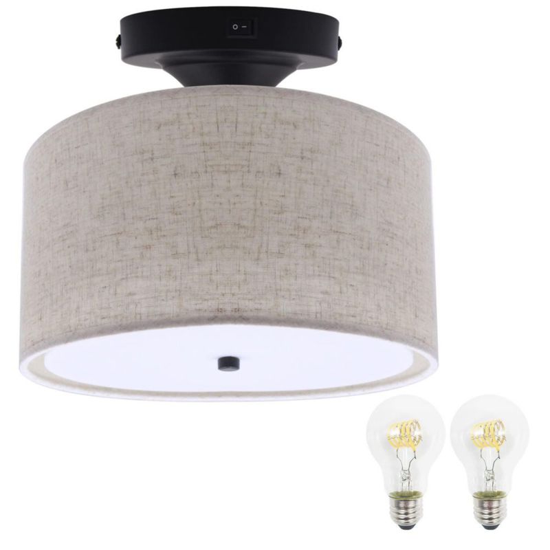 Lámpara colgante Facon 28 cm con interruptor arpillera marrón 12 V