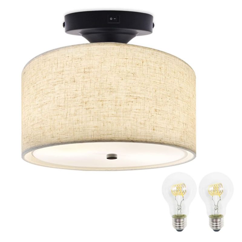 Lámpara colgante Facon 28 cm con interruptor arpillera marrón 12 V