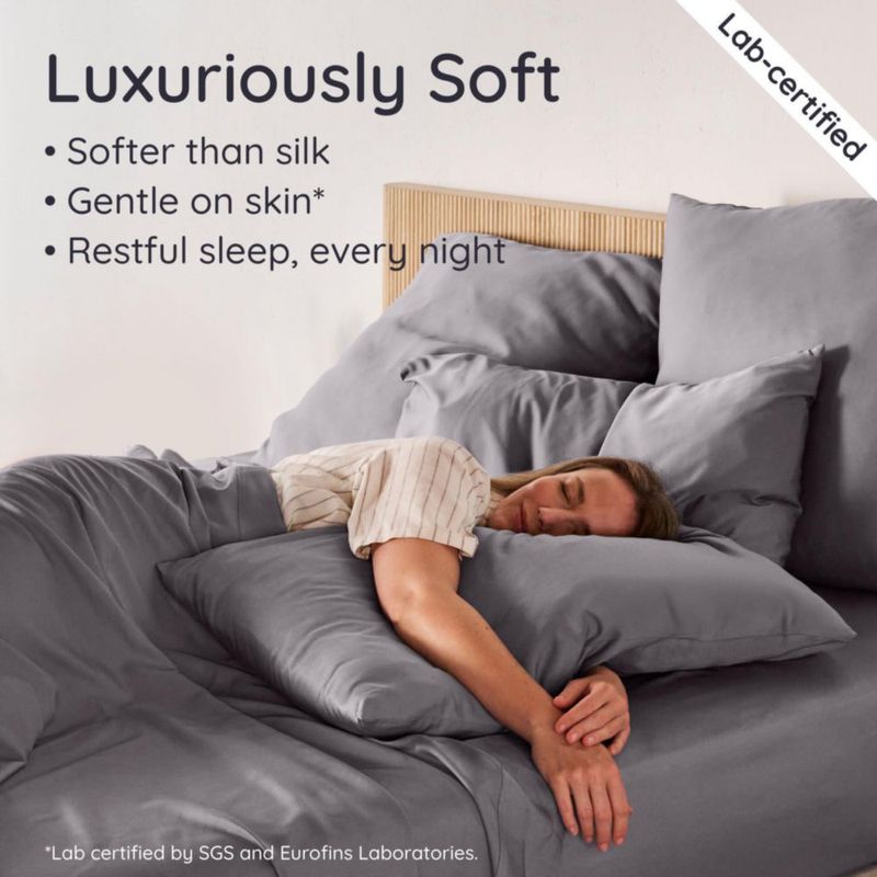 Funda de almohada Bambaw King paquete de 2 viscosa de bambú gris oscuro