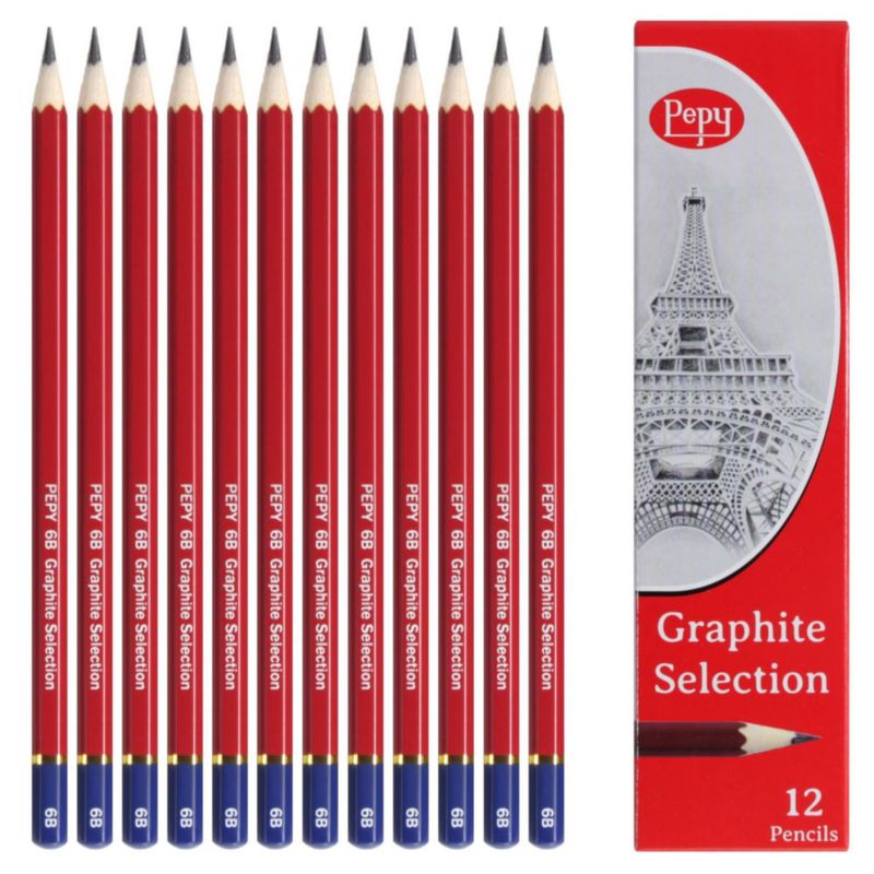 Lápices de Dibujo Pepy 6B - Pack de 12 Preafilados