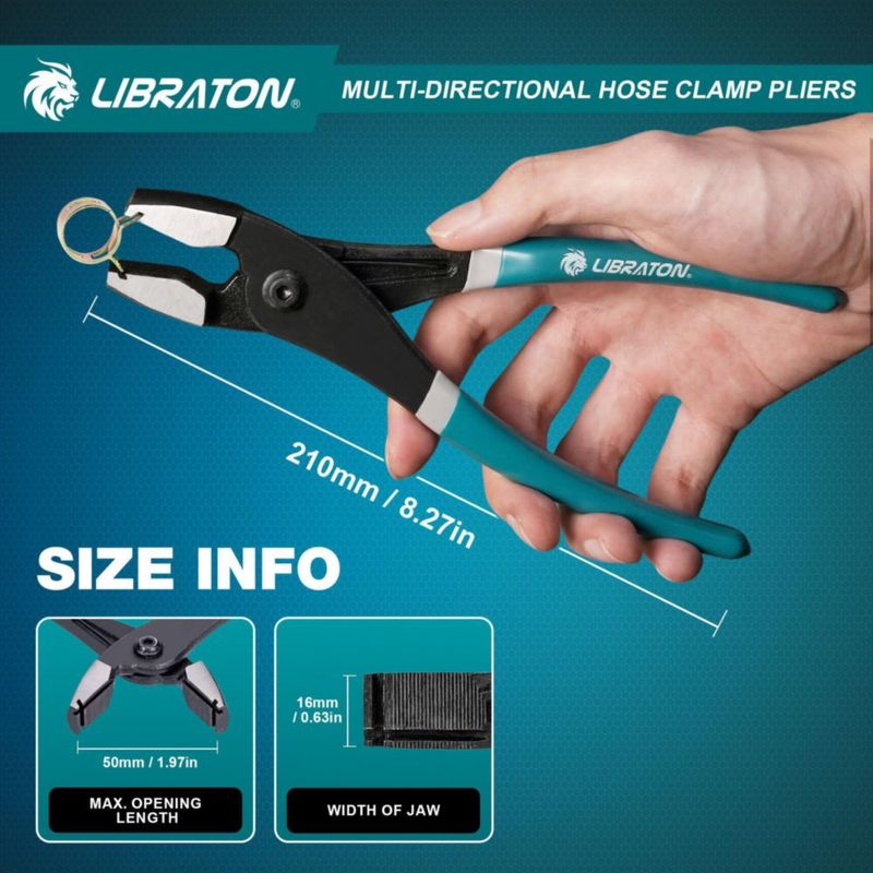 Pinzas para abrazaderas de manguera LIBRATON 21 cm multidireccional