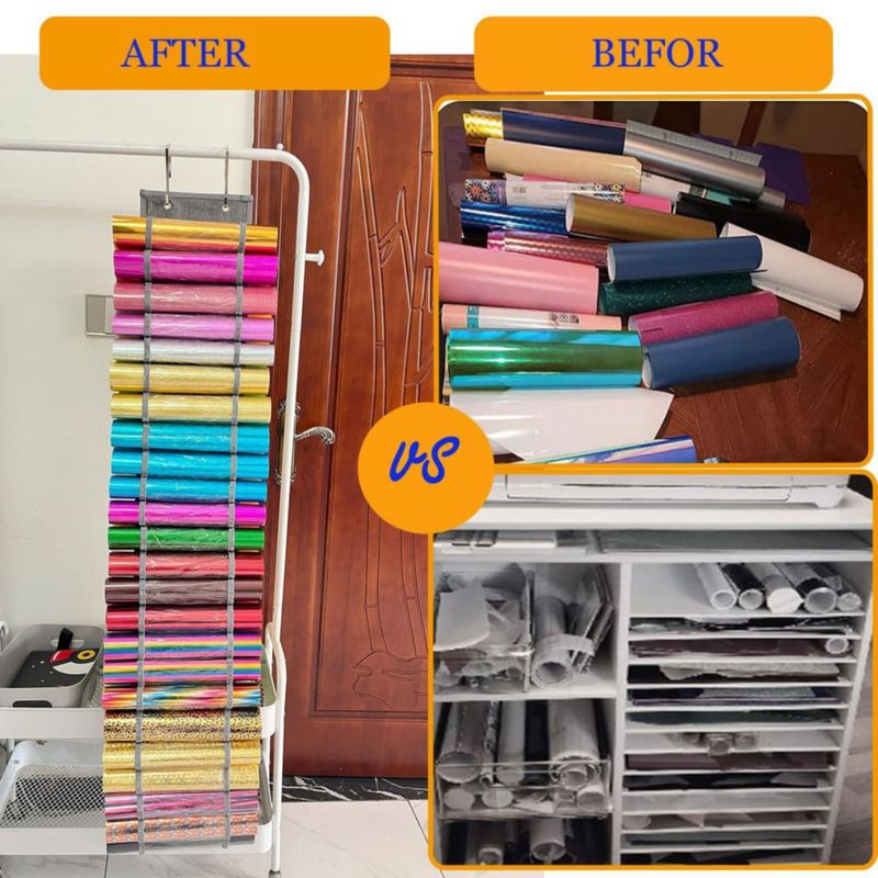 Organizador de Rollos de Vinilo Amremsu de 48 Compartimentos Gris