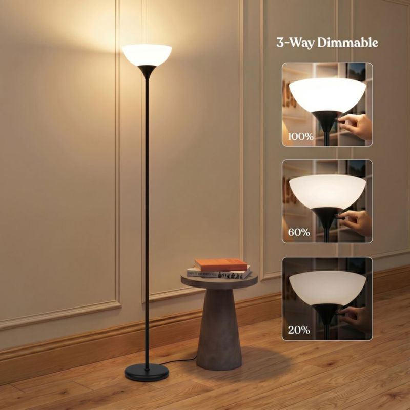 Lámpara de pie Brightech Sky Dome LED regulable negra