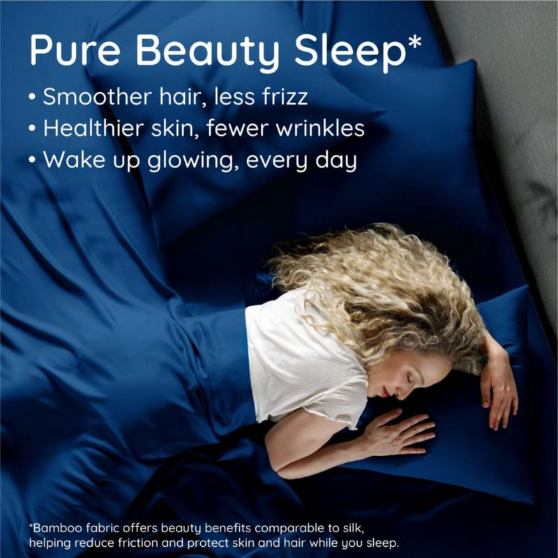 Juego de 2 fundas de almohada Bambaw King de viscosa de bambú color azul marino
