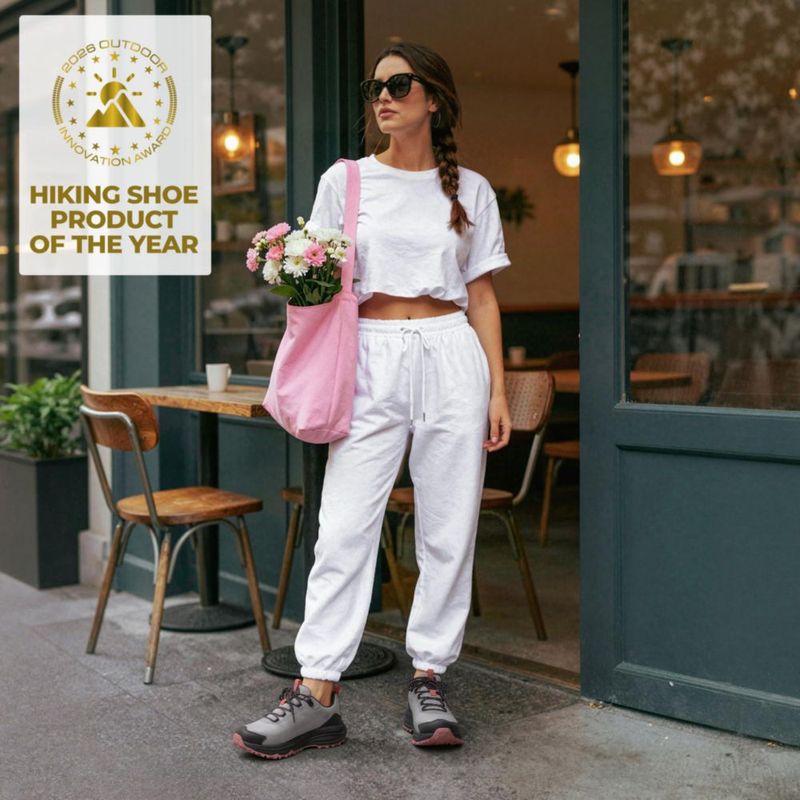 Zapatos de senderismo NORTIV 8 para mujer impermeables gris rosado