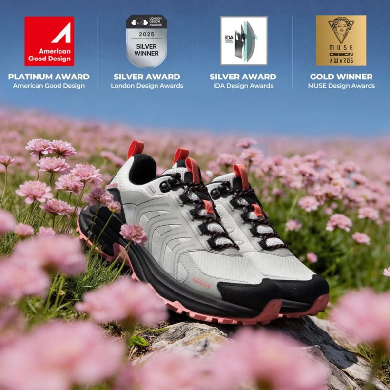 Zapatos de senderismo NORTIV 8 para mujer impermeables gris rosado