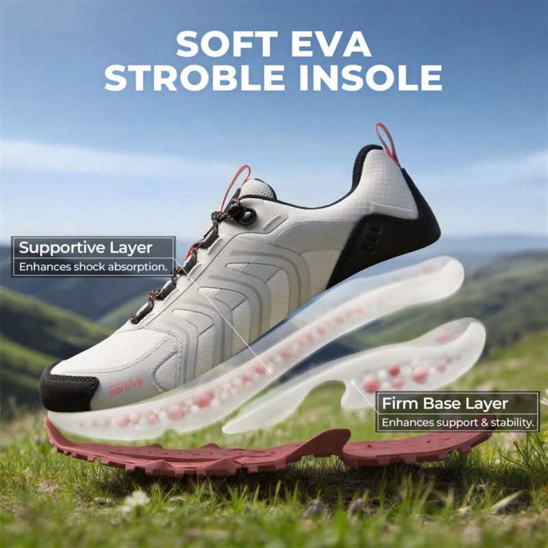 Zapatos de senderismo NORTIV 8 para mujer impermeables gris rosado