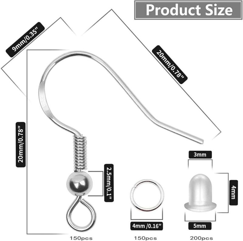 Ganchos para Aretes Huucky 75 pares de cobre chapado en plata