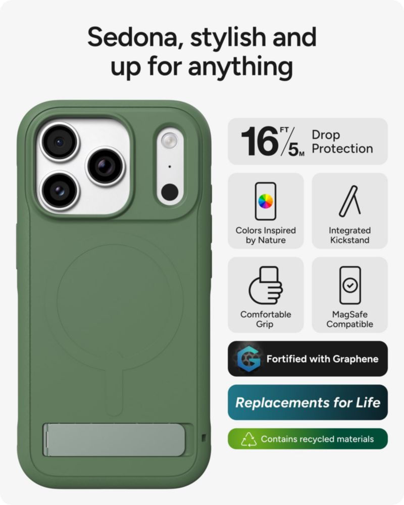 Funda ZAGG Sedona para iPhone 18/17 Pro – Verde
