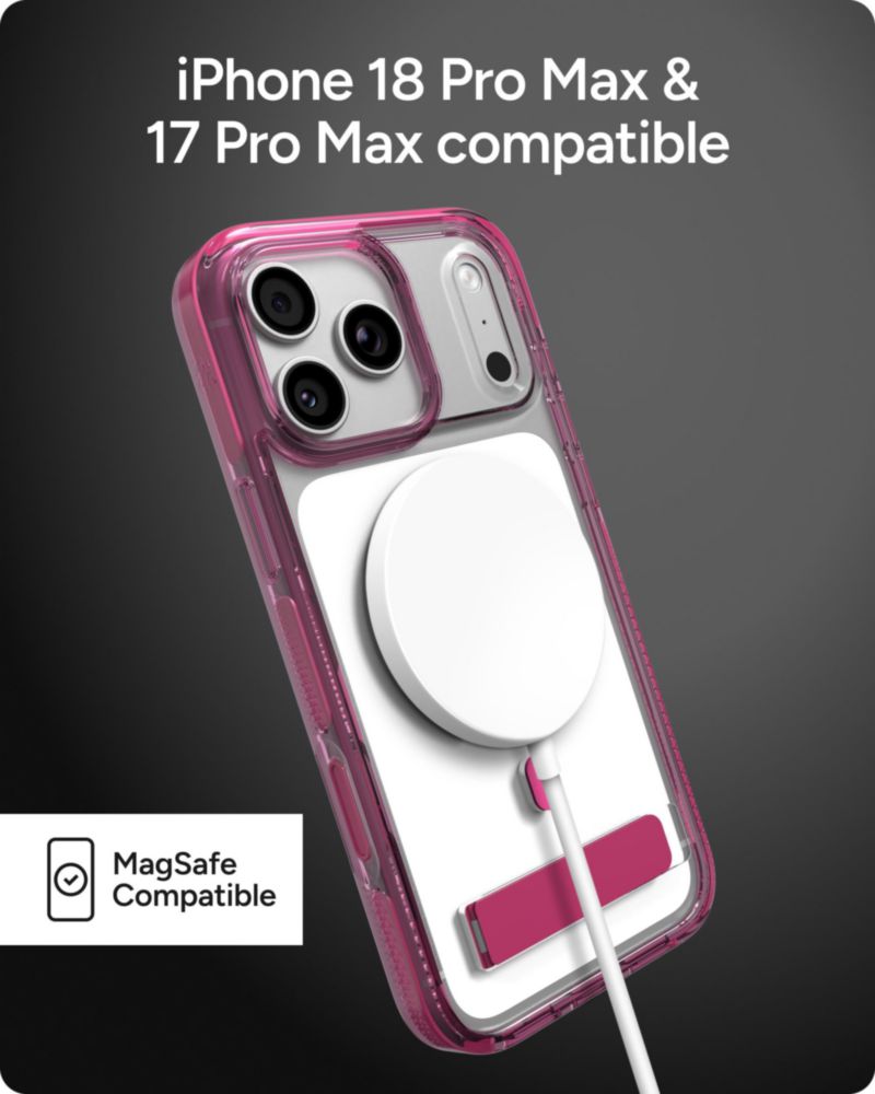 Funda ZAGG para iPhone 18/17 Pro Max rosa con soporte