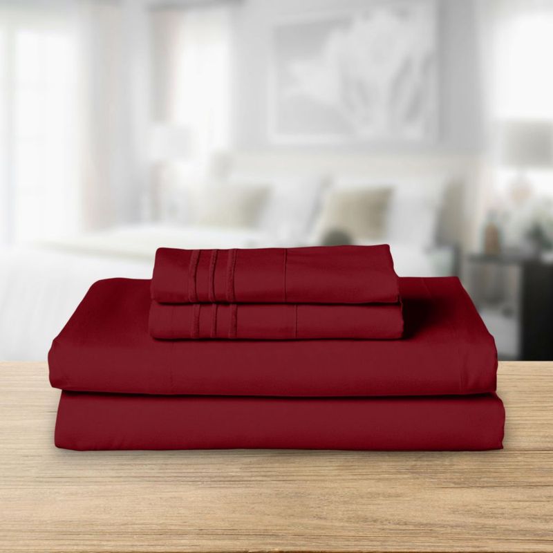 Juego de sábanas Elegant Comfort Queen Burdeos 4 piezas