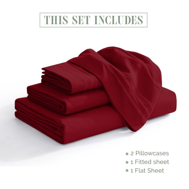 Juego de sábanas Elegant Comfort Queen Burdeos 4 piezas