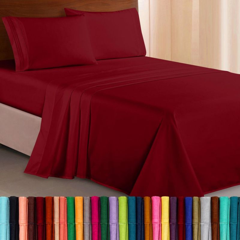 Juego de sábanas Elegant Comfort Queen Burdeos 4 piezas