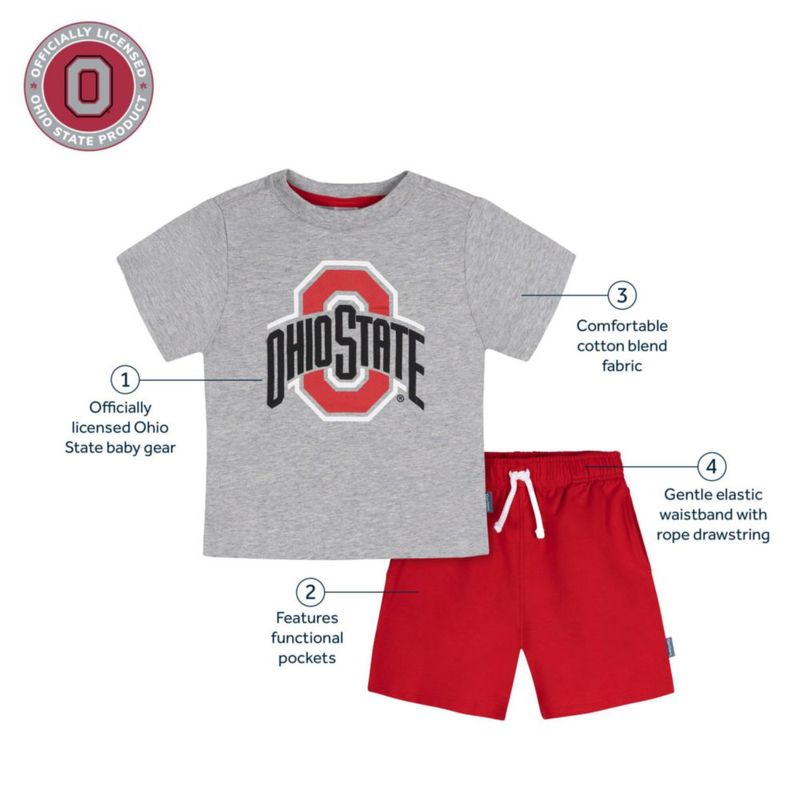 Conjunto Gerber Ohio State 4T para niño: camiseta y pantalón corto