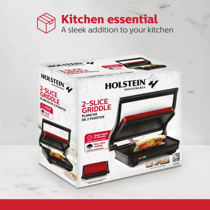 Sandwichera Eléctrica Holstein Housewares para 2 Rebanadas Roja