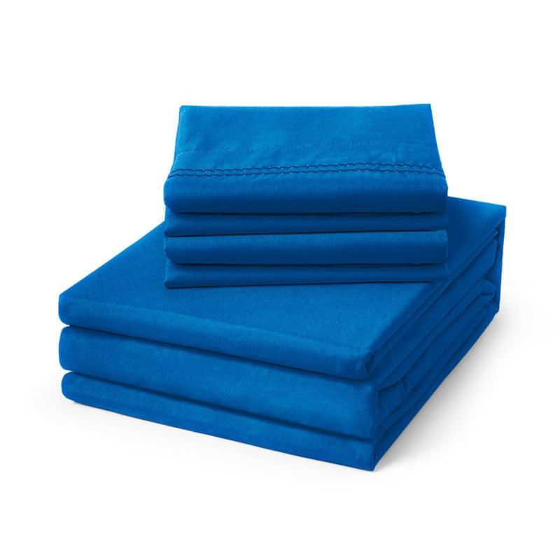 Juego de sábanas Cleva tamaño queen azul real - 6 piezas