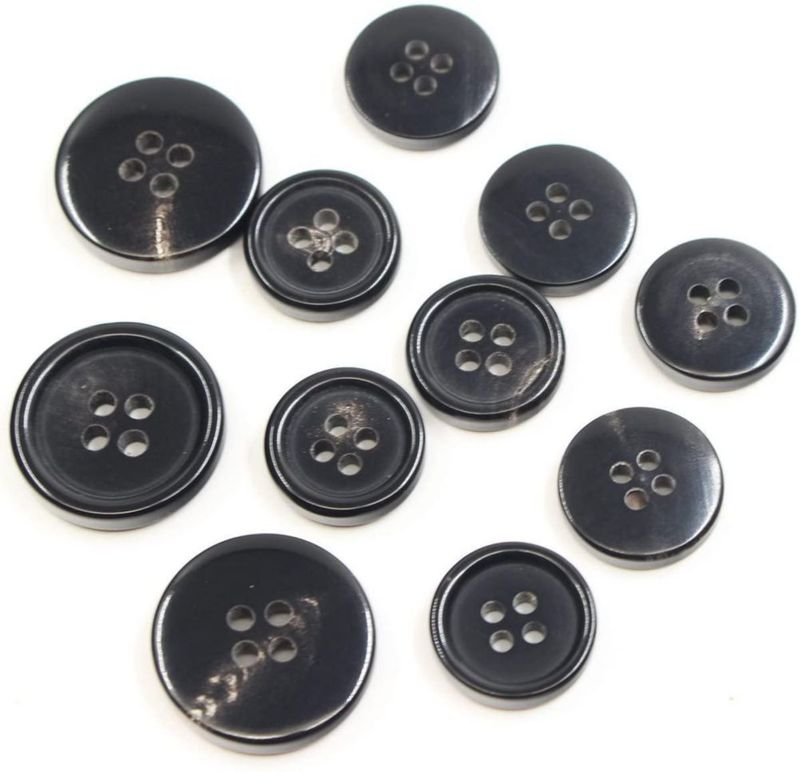 Juego de 11 botones de cuerno negro 15 mm/20 mm KENDANY para blazers y trajes