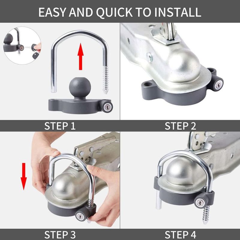 Candado para acoplador de remolque METOWARE 2 unidades con llave idéntica gris