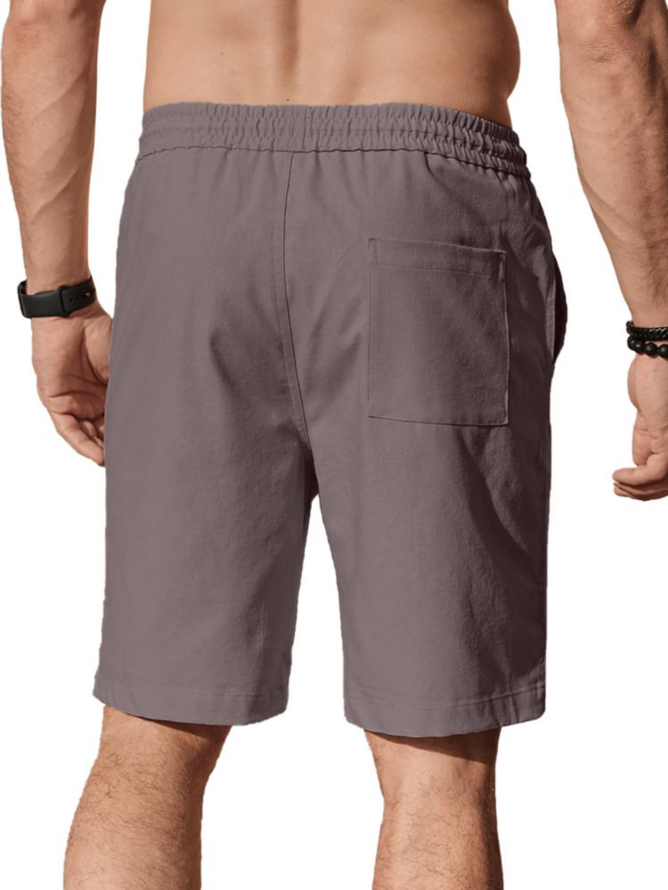 Pantalones cortos Comdecevis de algodón y lino gris oscuro talla S (32)