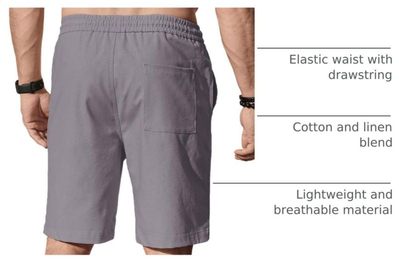 Pantalones cortos Comdecevis de algodón y lino gris oscuro talla S (32)