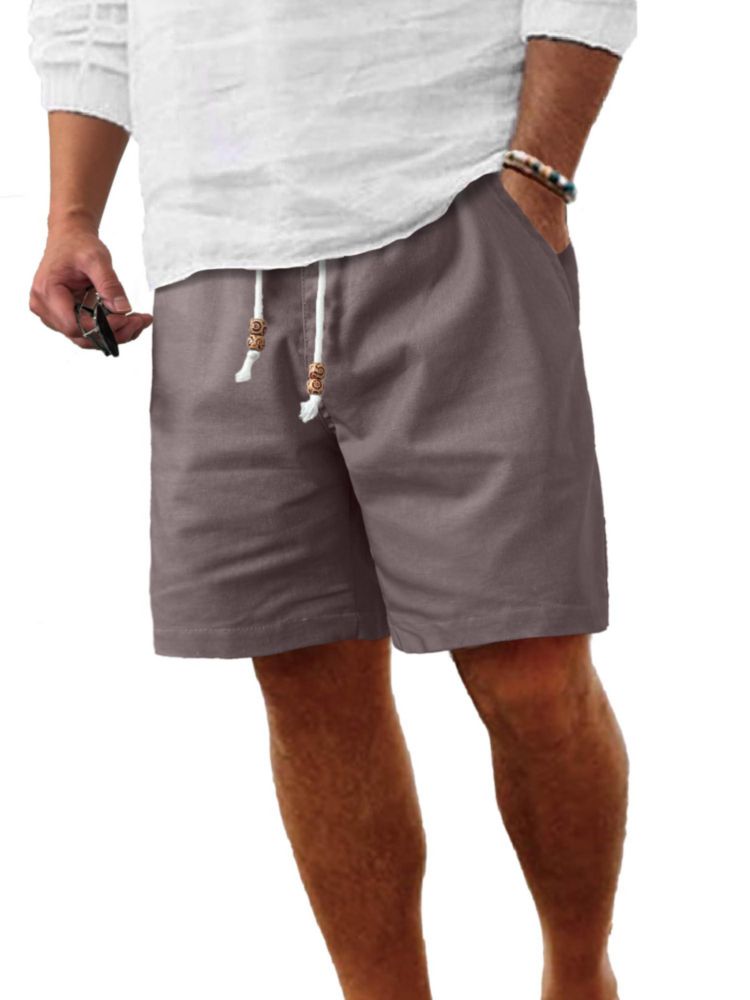 Pantalones cortos Comdecevis de algodón y lino gris oscuro talla S (32)