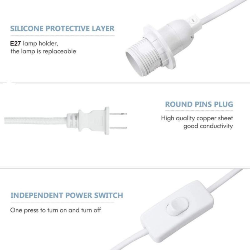 Cable de Luz Colgante Wuluretoos 5 m E26/E27 con Interruptor de Encendido/Apagado