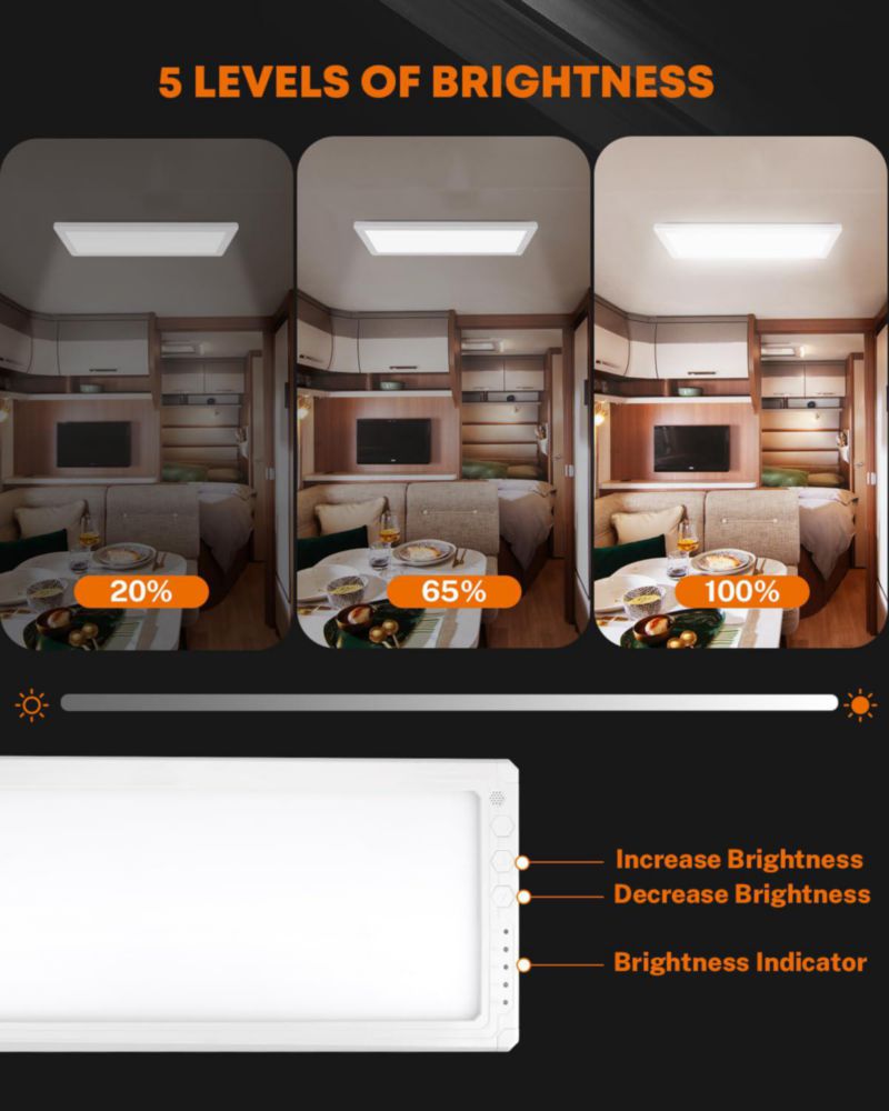 Luz interior para autocaravana Kohree 12 V 42 cm regulable 15 W