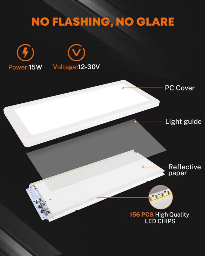 Luz interior para autocaravana Kohree 12 V 42 cm regulable 15 W