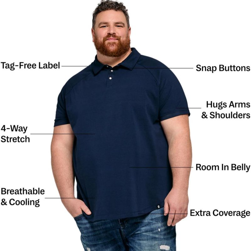 Camisas Polo STRONGSIZE 4XL Pack de 3 Negro/Azul Marino/Carbón