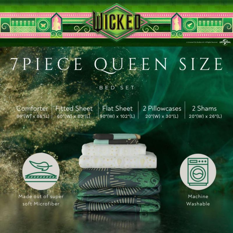Juego de ropa de cama Franco Queen de 7 piezas reversible Wicked Lux