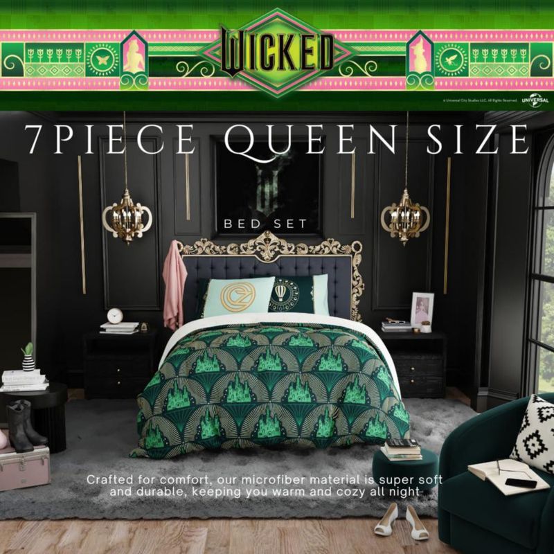 Juego de ropa de cama Franco Queen de 7 piezas reversible Wicked Lux
