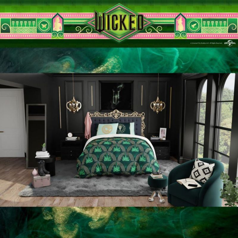 Juego de ropa de cama Franco Queen de 7 piezas reversible Wicked Lux