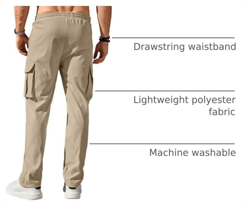 Pantalones Cargo Comdecevis XL (38) Caqui Oscuro Poliéster
