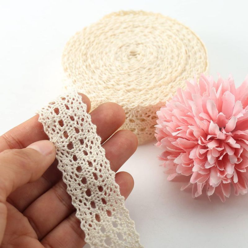 Cinta de encaje HERZWILD 20 m Beige de algodón estilo vintage